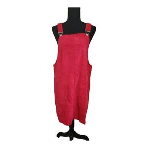 SHEIN red corduroy overall dress